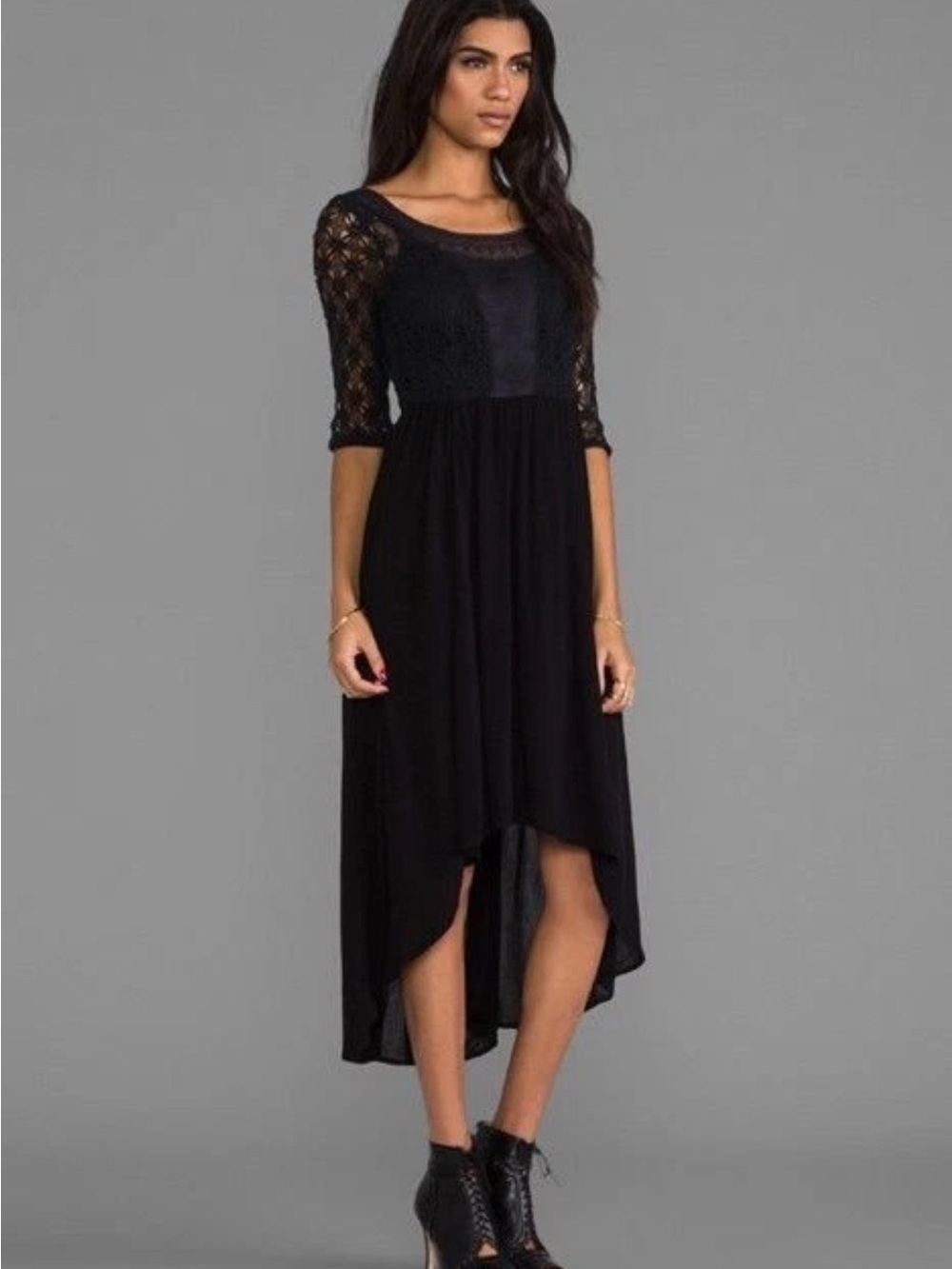 Free People snap out of it lonesome dove black hi-lo hem dress size 0 whimsigoth